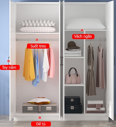 buồng bên trong tủ quần áo 1m6 bóng