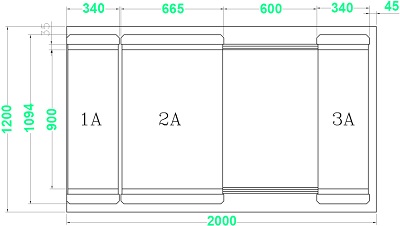 Bản vẽ thiết kế chi tiết tủ tài liệu di động MCF2 Rộng 2000 x Sâu 1200 x Cao 2115 mm