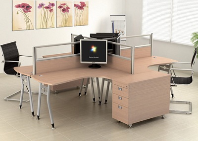Bà n là m việc góc theo cụm 4 ngưá»i ngồi hiện đại BHV176 4 ngưá»i ngồi HRMD04