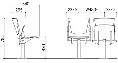 Bản vẽ Ghế há»™i trưá»ng nháºt bản Kotobuki Sea TSA-0936 GHT38
