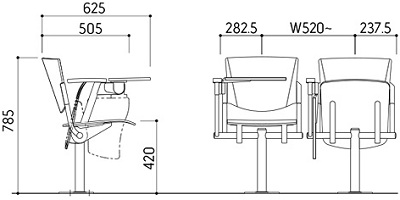bản vẽ Ghế há»™i trưá»ng đà i truyá»n hình Kotobuki Sea TSA-0936T GHT39