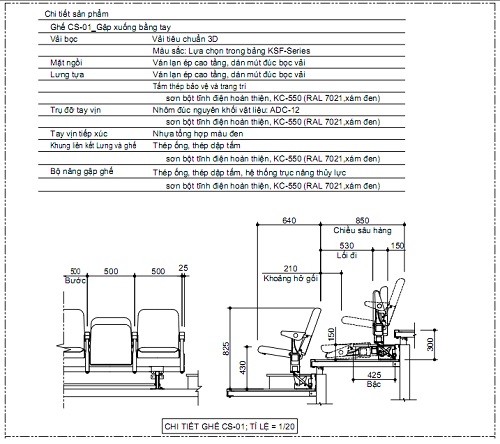 Ghế há»™i trưá»ng kotobuki sea gấp xuống sà n CS-01