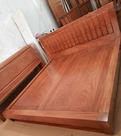 Giường ngủ gỗ hương đá chụp cận cảnh giường ngủ kiểu nhật chân quỳ