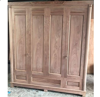 Tủ quần áo gỗ hương đá 4 buồng thô chưa sơn