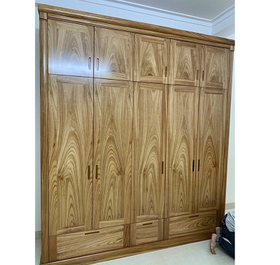 Tủ quần áo gỗ hương xám 5 cánh 2 tầng GTQA60Rộng 240cm