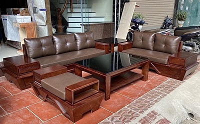 Bà n ghế sofa chân thuyá»n dáng đẹp
