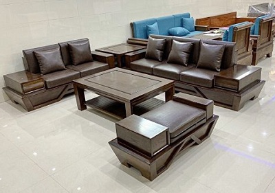 Bà n ghế sofa gỗ tự nhiên Ghế Văng 1: 2700x800mm BGG05