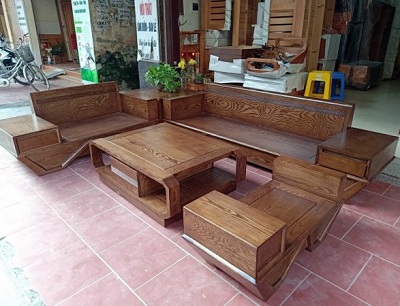 Mẫu Bà n ghế sofa dáng thuyá»n gá»— sồi hiện đại BGG05 thiết kế hiện đại 2m7