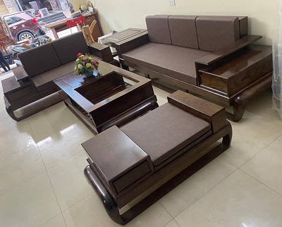 Bàn ghế sofa gỗ tự nhiên Ghế Văng 1: 260x80cm BGG06