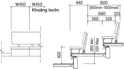 Ghế băng kotobuki sea có lưng dựa, nhưng không có tay vịn GDN05