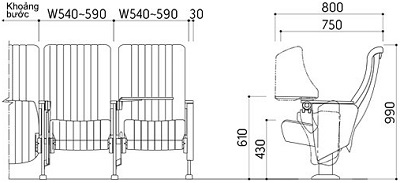 Bản vẽ thiết kế ghế há»™i trưá»ng kotobuki TSA-502537H