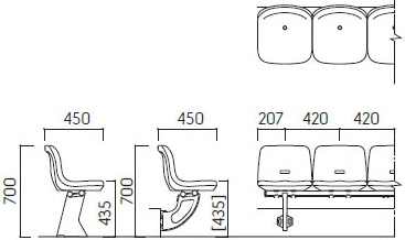 Bản vẽ chi tiết ghế sân váºn động kotobuki sea cố định BLMA-1500 BLMA-1508 BLMA-1510
