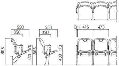 Bản vẽ Ghế sân thể thao kotobuki sea BLMA-7171 GSVD06