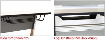 há»™c bà n (ngăn bà n) kiểu mở thanh đỡ, loại kÃn tấm thép dáºp khuân