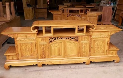 Kệ ti vi chân quỳ gá»— gõ đỠnhiá»u ngăn