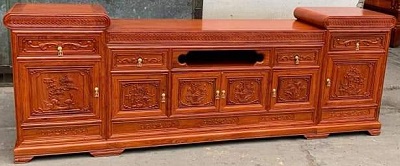 Kệ tivi gỗ hương đá dáng mõ lõm rộng cao cao cấp