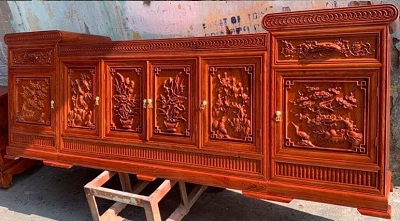Kệ tivi gỗ hương đá dáng mõ lõm rộng cao 83cm