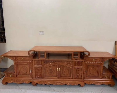 kệ ti vi dáng vòn gỗ gõ đỠtự nhiên 100%