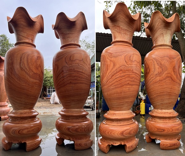 Cặp lộc bình gỗ gõ đỏ Cao 1200, 1300, 1400, 1500, 1600, 1700, 1800, 2000, 2200 mm