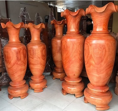 Cặp đôi lục bình gỗ gõ đỏ cao cấp LBG04 Cao 1m2, 1m3, 1m4, 1m5, 1m6, 1m7, 1m8, 2m, 2m2