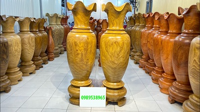 Bộ lục bình gỗ cẩm vàng tự nhiên LBG02 đường nét vân gỗ uốn lượn Cao 1m2, 1m3, 1m4, 1m5, 1m6, 1m7, 1m8, 2m, 2m2