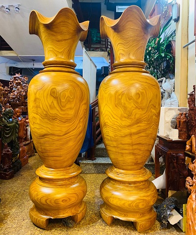 lộc bình gỗ cẩm vàng với đường kính 33, 35, 38, 40, 43, 47, 51, 55, 58, 65, 80 cm