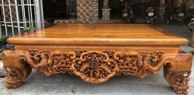 Sáºp gá»— gụ ngÅ© phúc chạm khắc tinh tế rá»™ng 1m8 dà i 2m2