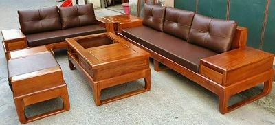 Bà n ghế sofa 200cm gỗ sồi chân quỳ