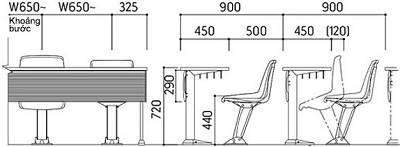 bản vẽ ghế Bàn Ghế Lớp Học Cố Định SDA-79-38