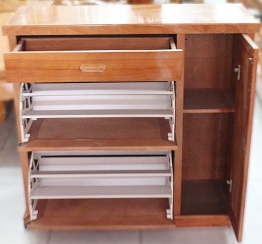 Tá»§ giầy gá»— sồi cánh láºt hiện đại 1m