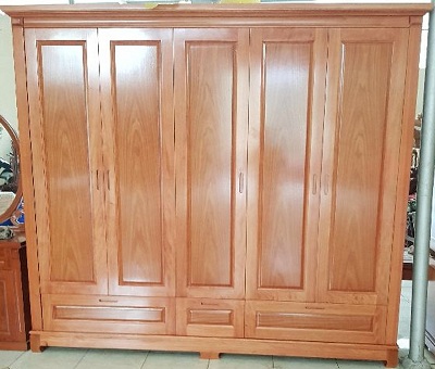  Tủ quần áo gỗ gõ 5 cánh cao cấp