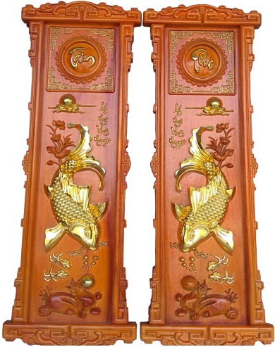 Tranh gỗ tự nhiên lý ngư vọng nguyệt TCC08