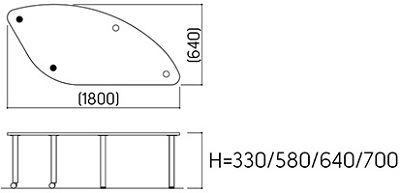 Bản vẽ kích thước chi tiết Bàn thư viện Kotobuki Sea dài 180cm FTA-2200