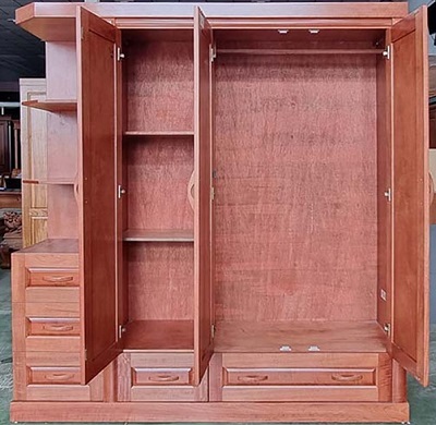 Thiết kế bên trong tủ quần áo góc gỗ xoan đào tự nhiên