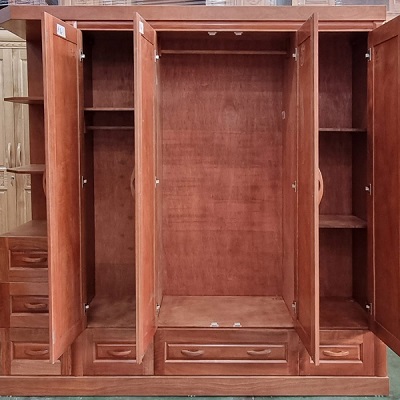Thiết kế bên trong Tủ quần áo gỗ hương xám góc 3 buồng, 1 góc trang trí GTQA91