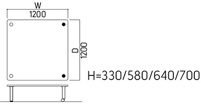 thiết kế Bàn thư viện Kotobuki Sea vuông FTA-1200 kích thước Dài 120 x 120