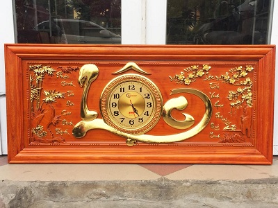 Tranh đồng hồ Chạm khắc chữ Lộc, phúc sinh tài đức gia đình thịnh, lộc tấn vinh hoa phú quý sinh TRG39