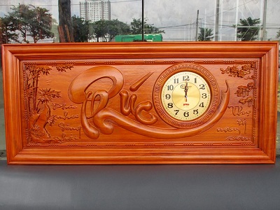Tranh đồng hồ Chạm khắc chữ phúc như đông hải, thọ tỷ nam sơn TRG52 sơn PU