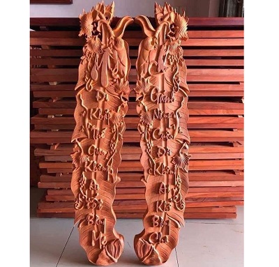 Tranh hình lá chuối chạm khắc cha mẹ gỗ tự nhiên hương đỏ nam phi