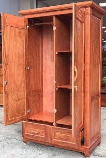 Thiết kế tủ quần áo gỗ tự nhiên 2 cánh thiết kế 2 buồng
