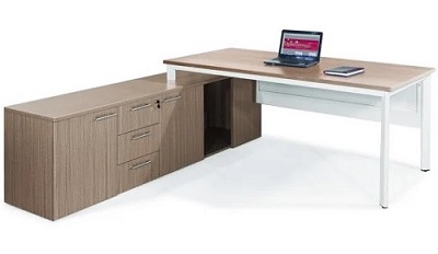 Bàn lãnh đạo kết hợp tủ phụ vân gỗ sồi kẻ