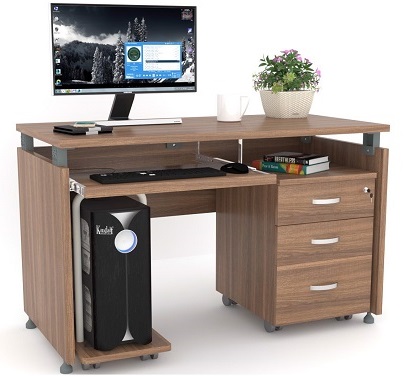 Bàn văn phòng gỗ ép phủ melamine vân óc chó BONC234