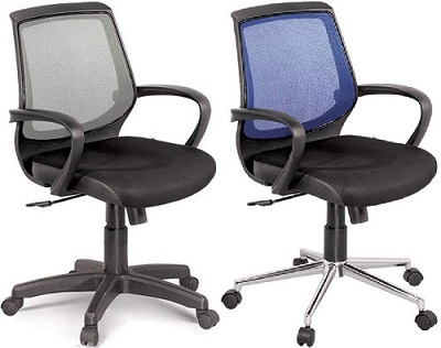 Ghế xoay mặt ngồi bọc lưới viền da lưng tựa lưới xám, xanh GONC02