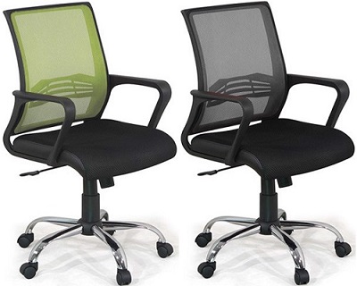 Ghế xoay chân mạ Cr+Ni GONC24 lưới bá»c đệm Ä‘en lưng xanh và xám