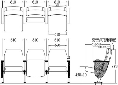 Bản vẽ chi tiết Ghế há»™i trưá»ng cao cấp Gauss Z-700 BFM SFM
