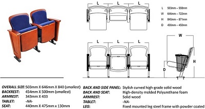 Bản vẽ chi tiết Ghế há»™i trưá»ng chân cố định Gauss Z-238