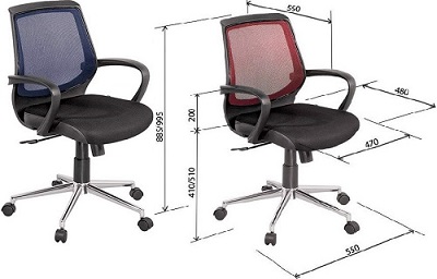 thiết kế Ghế xoay mặt ngồi bọc lưới đen viền lưng tựa bóc lưới màu cam, xanh lá GONC02