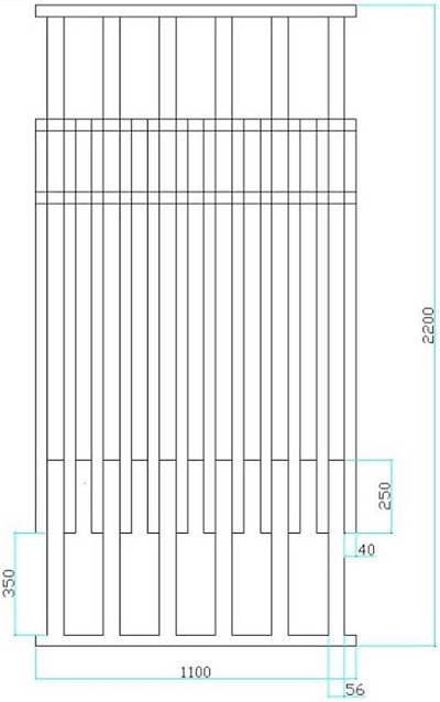 Thiết kế Vách ngăn VG13 kÃch thước Cao 2200 x Rá»™ng 1100 x Sâu 50 mm