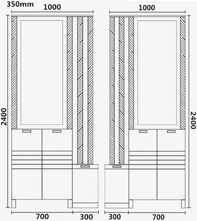 Thiết kế Vách ngăn VG09 kích thước Cao 240 x Rộng 100 x Sâu 35 cm gho-5219