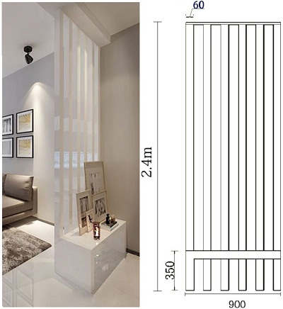 Bản vẽ Vách ngăn VG14 Cao 2400 x Rộng 900 x Sâu 400 mm